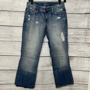Sacred Blue Distressed Bootcut Jeans Size 28